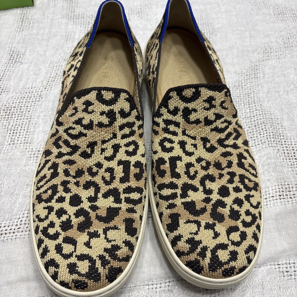 ROTHY'S Leopard Print Slip On Sneakers Camo Cat Women Size 9 Trendy Chic Fun‎